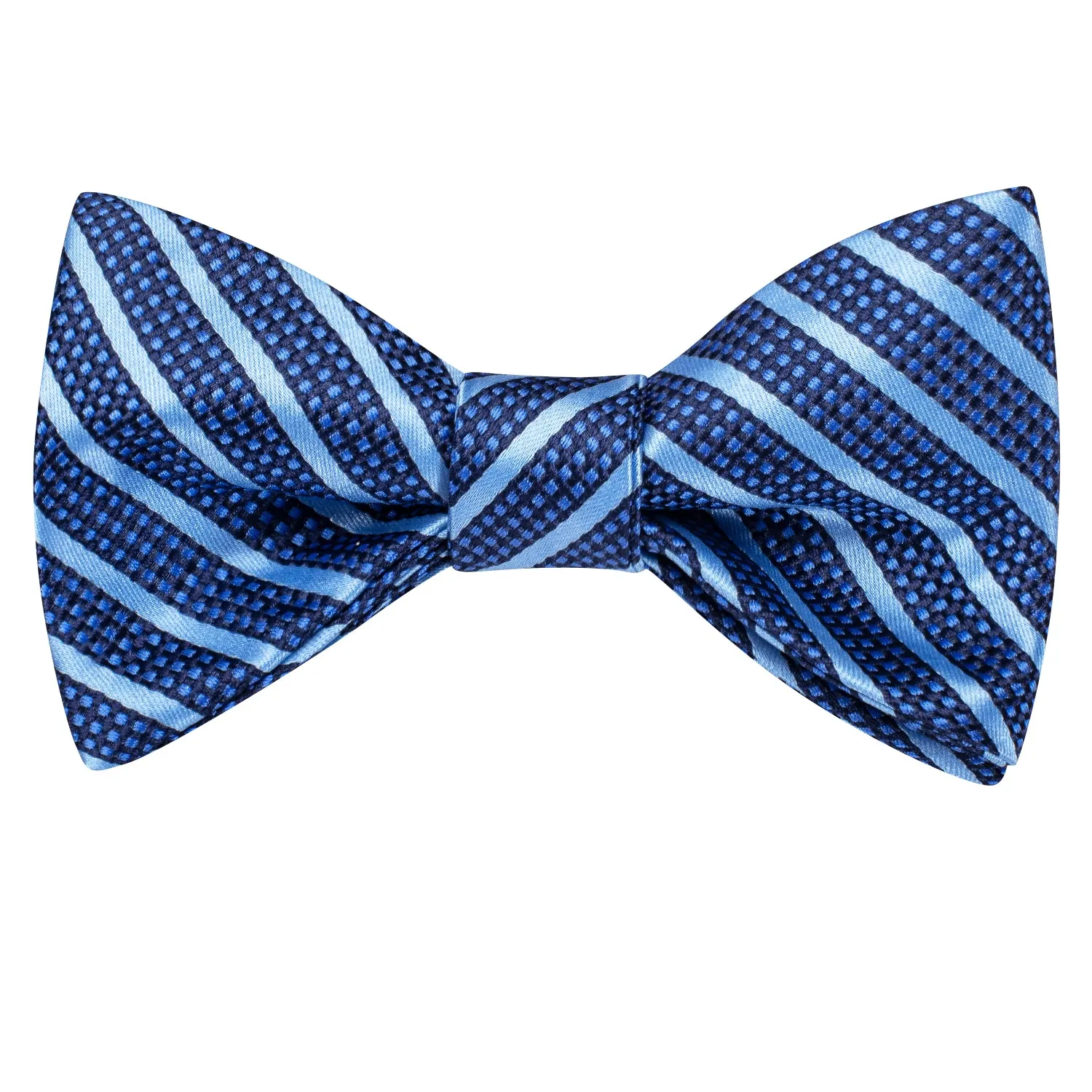 Ties2you Striped Blue Bowtie Self-tie Formal Bow Tie Handkerchief Cufflinks Set for Men sold by Ties2You product image thumbnail 3