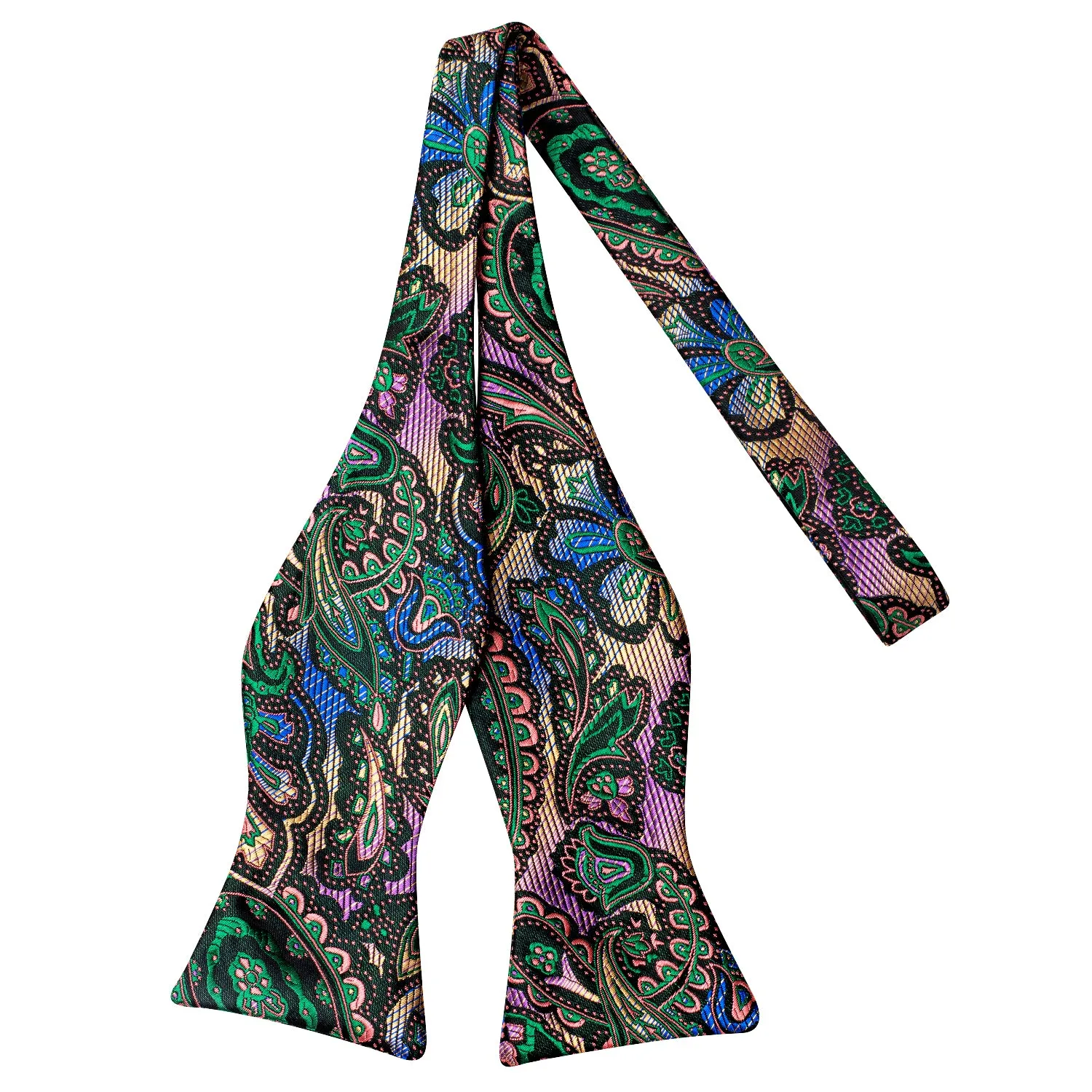 Ties2you Men's Paisley Green Tuxedo Bow Tie Self-tie Bowtie Pocket Square Cufflinks Set sold by Ties2You product image thumbnail 5