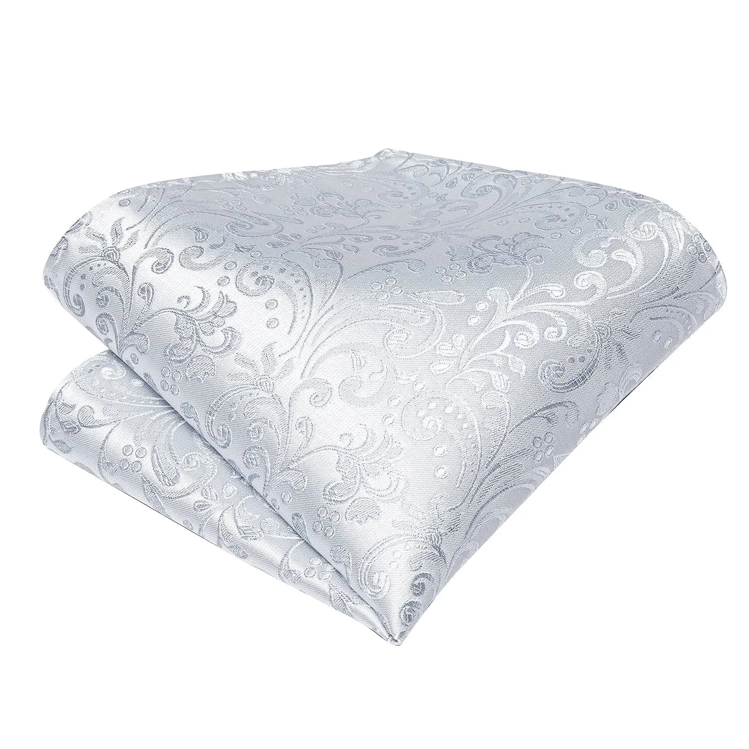 Ties2you Men's Silver Floral Self-tie Wedding Bow Tie Hanky Cufflinks Set with Lapel Pin sold by Ties2You product image thumbnail 5