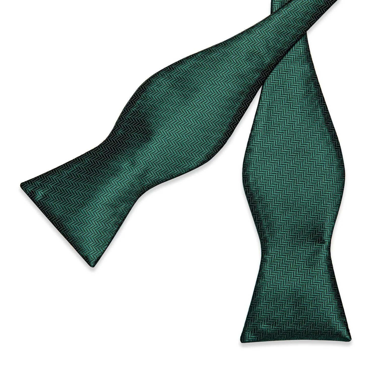 Ties2you Hunter Green Self-tie Solid Bow Tie Pocket Square Cufflinks Set with Lapel Pin sold by Ties2You product image thumbnail 4