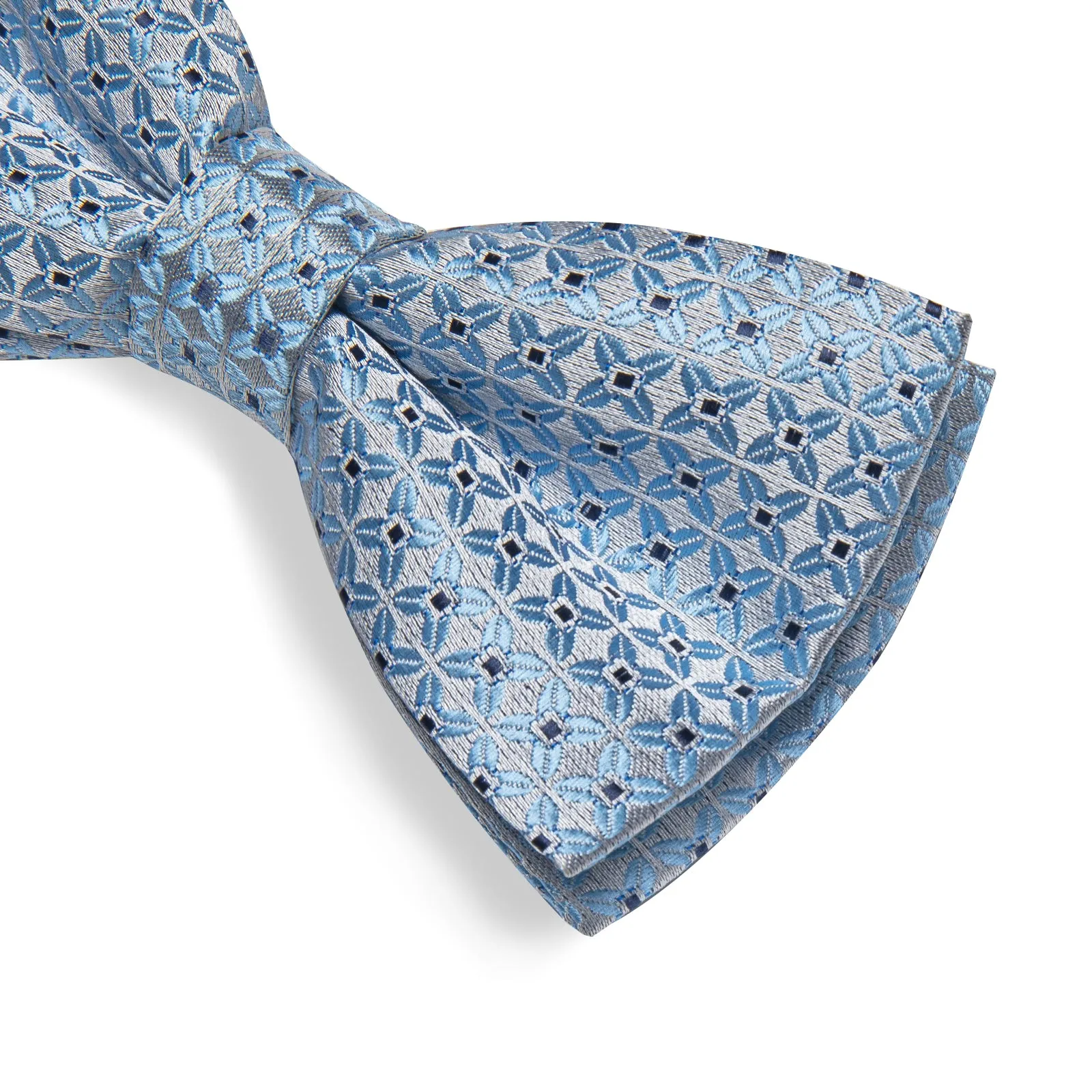 Ties2you Men's Dusty Blue Plaid Pre-tied Bow Tie Handkerchief Cufflinks Set with Lapel Pin sold by Ties2You product image thumbnail 4