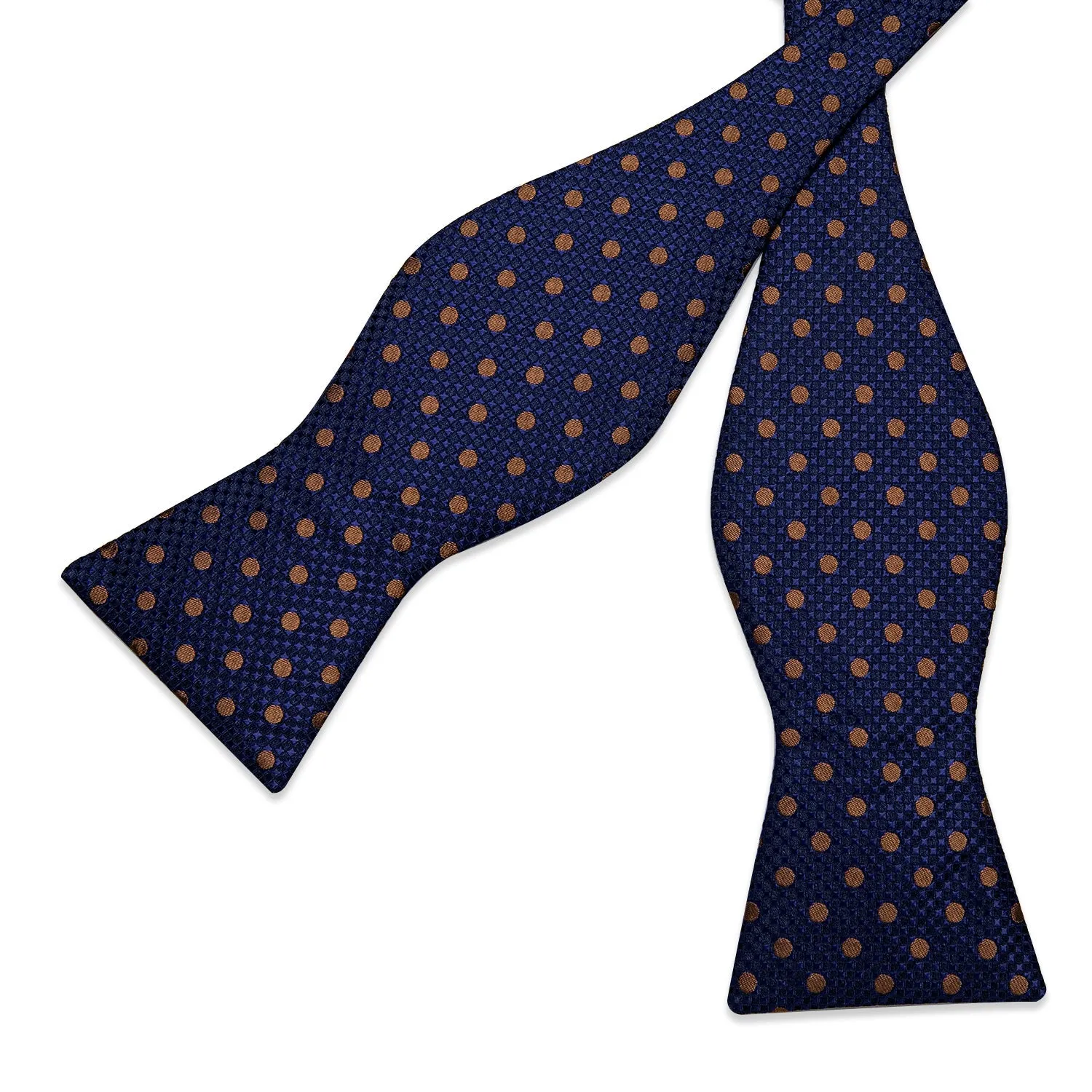 Ties2you Brown Polka Bowtie Dot Navy Self-tie Tuxedo Bow Tie Handkerchief Cufflinks Set sold by Ties2You product image thumbnail 4