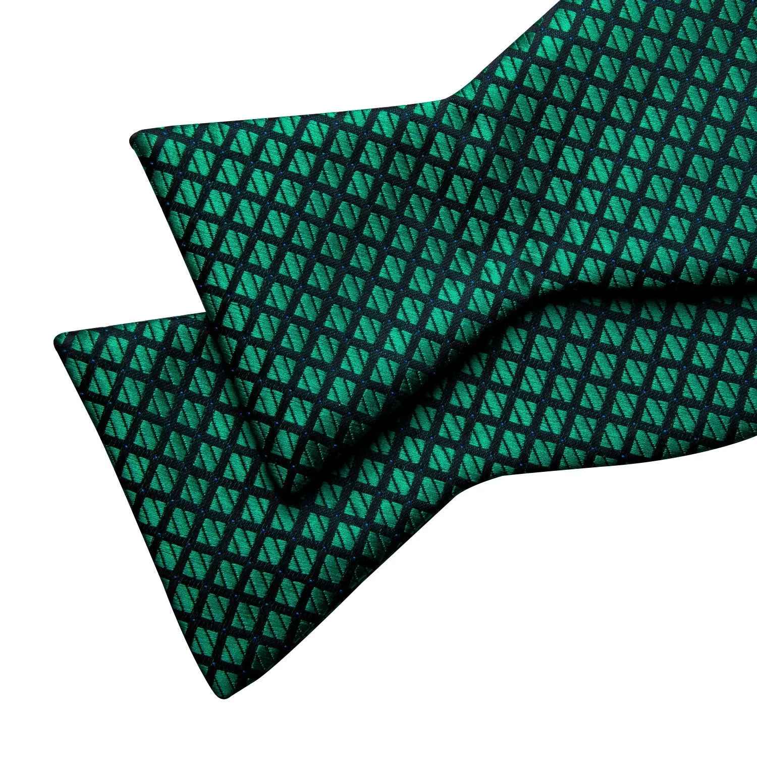 Ties2you Plaid Emerald Green Self-tie Tuxedo Bowtie Handkerchief Cufflinks Set for Men sold by Ties2You product image thumbnail 4