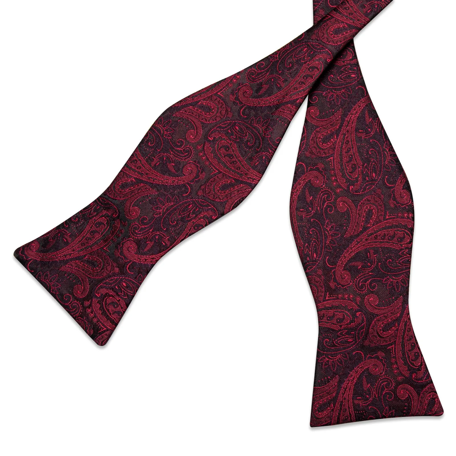 Ties2you Burgundy Paisley Tuxedo Bowtie Self-tie Formal Bow Tie Handkerchief Cufflinks Set sold by Ties2You product image thumbnail 3