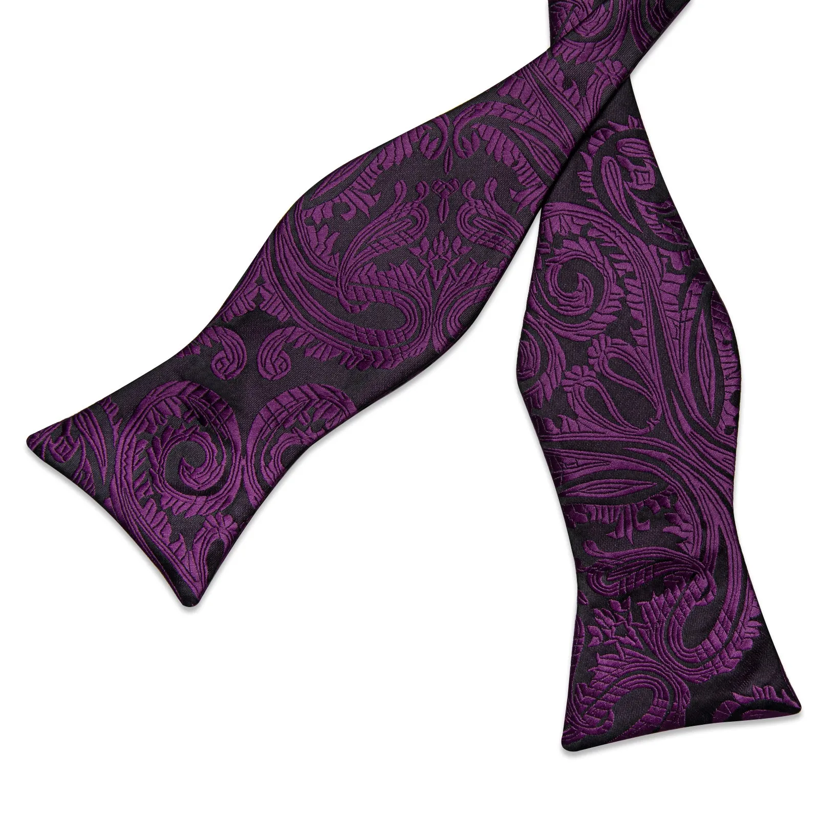 Ties2you Purple Floral Tuxedo Bowtie Black Self-tie Bow Tie Hanky Cufflinks Set for Men sold by Ties2You product image thumbnail 3