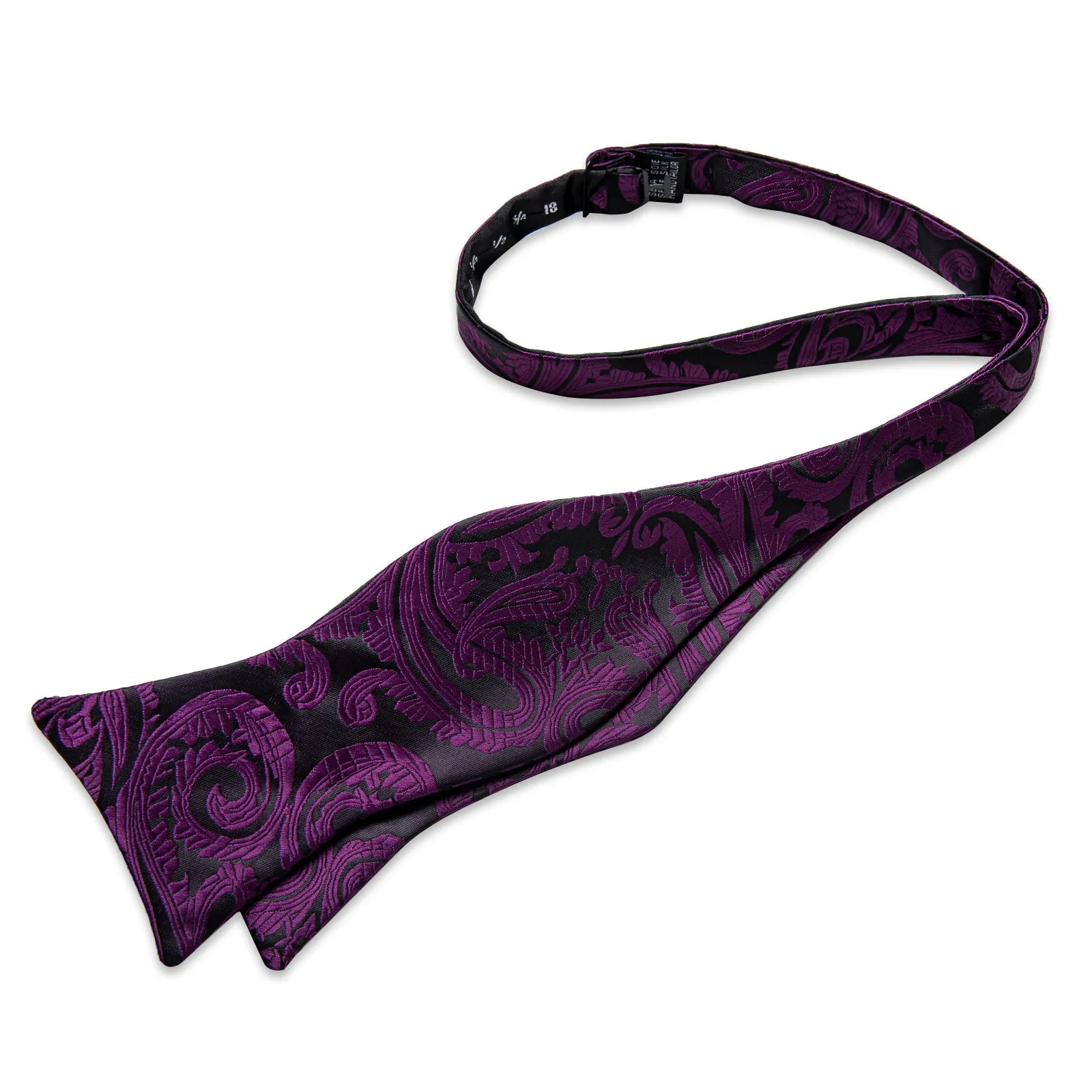Ties2you Purple Floral Tuxedo Bowtie Black Self-tie Bow Tie Hanky Cufflinks Set for Men sold by Ties2You product image thumbnail 4
