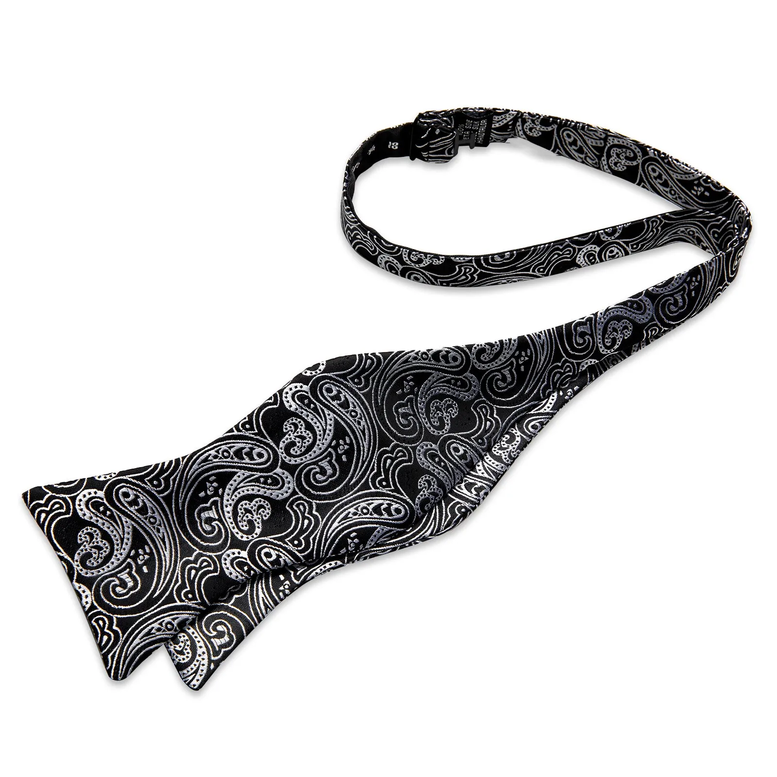 Ties2you Men's Paisley Grey Bowtie Pre-tied Wedding Bow Tie Handkerchief Cufflinks Set sold by Ties2You product image thumbnail 4