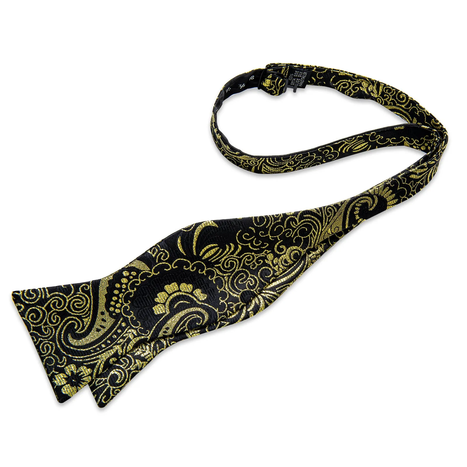 Ties2you Men's Gold Floral Tuxedo Bowtie Black Self-tie Bow Tie Handkerchief Cufflinks Set sold by Ties2You product image thumbnail 4