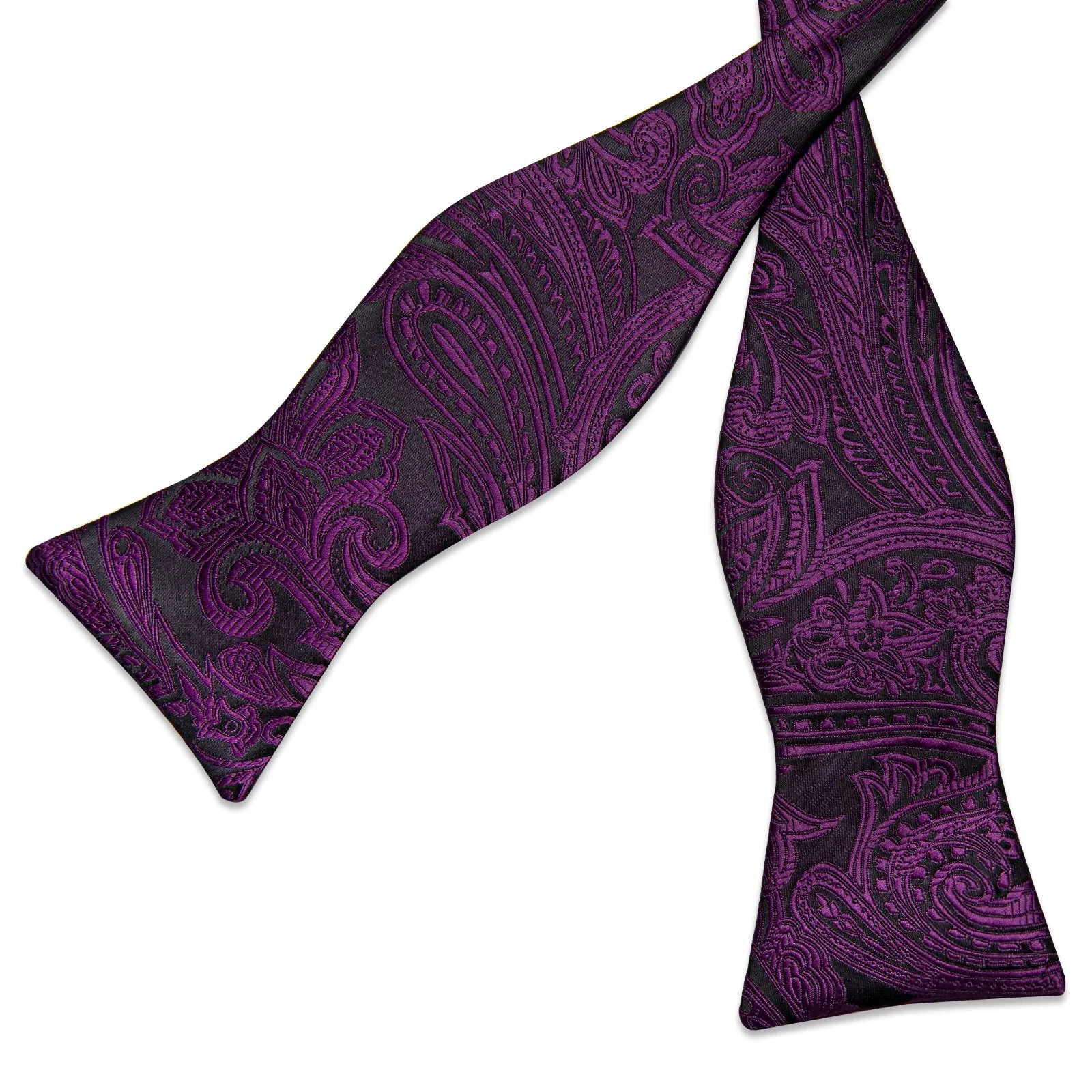 Ties2you Men's Purple Paisley Bowtie Black Self-tie Bow Tie Hanky Cufflinks Set for Men sold by Ties2You product image thumbnail 3