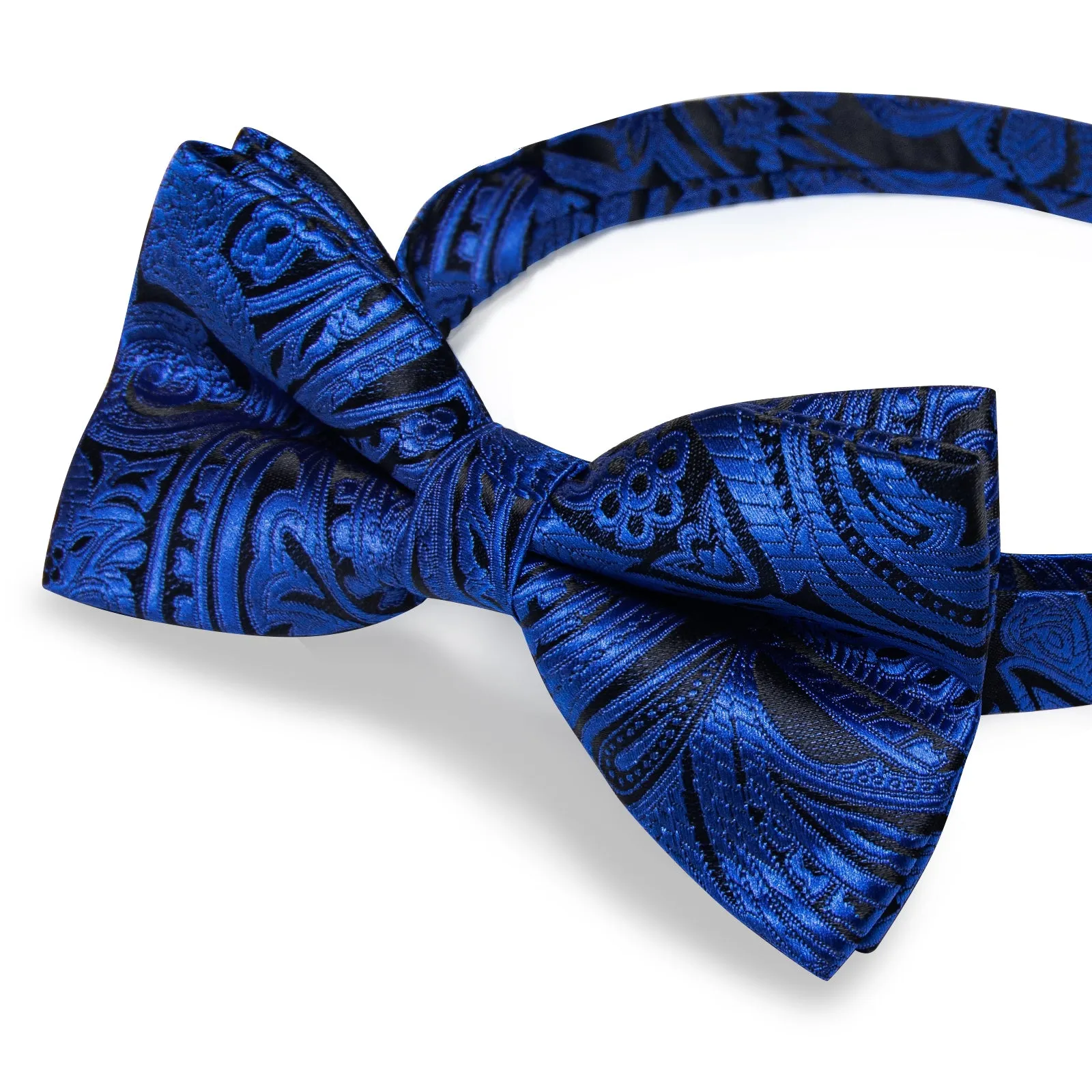 Ties2you Blue Floral Tuxedo Bow Tie Pre-tied Bowtie Pocket Square Cufflinks Set for Men sold by Ties2You product image thumbnail 5