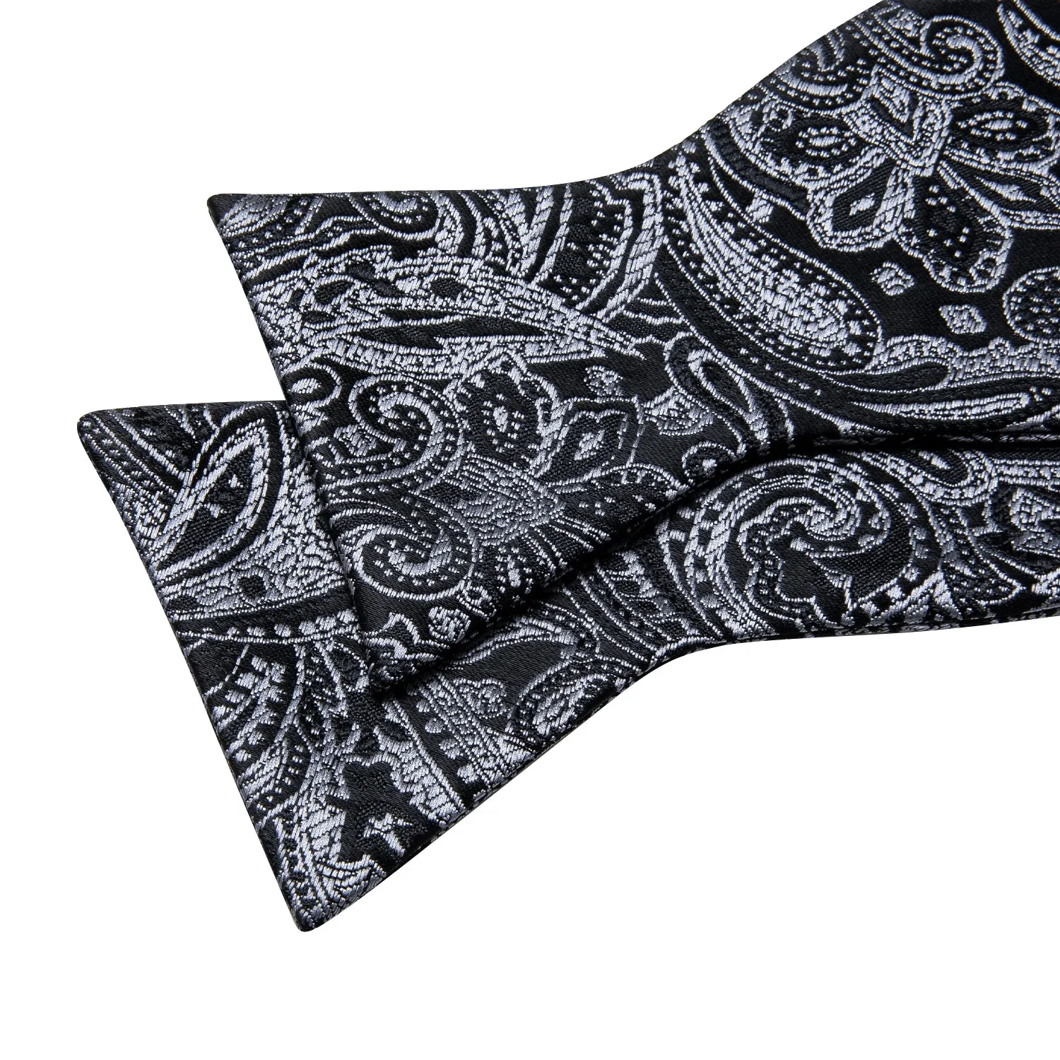 Ties2you Men's Grey Paisley Bowtie Self-tie Wedding Bow Tie Handkerchief Cufflinks Set sold by Ties2You product image thumbnail 4
