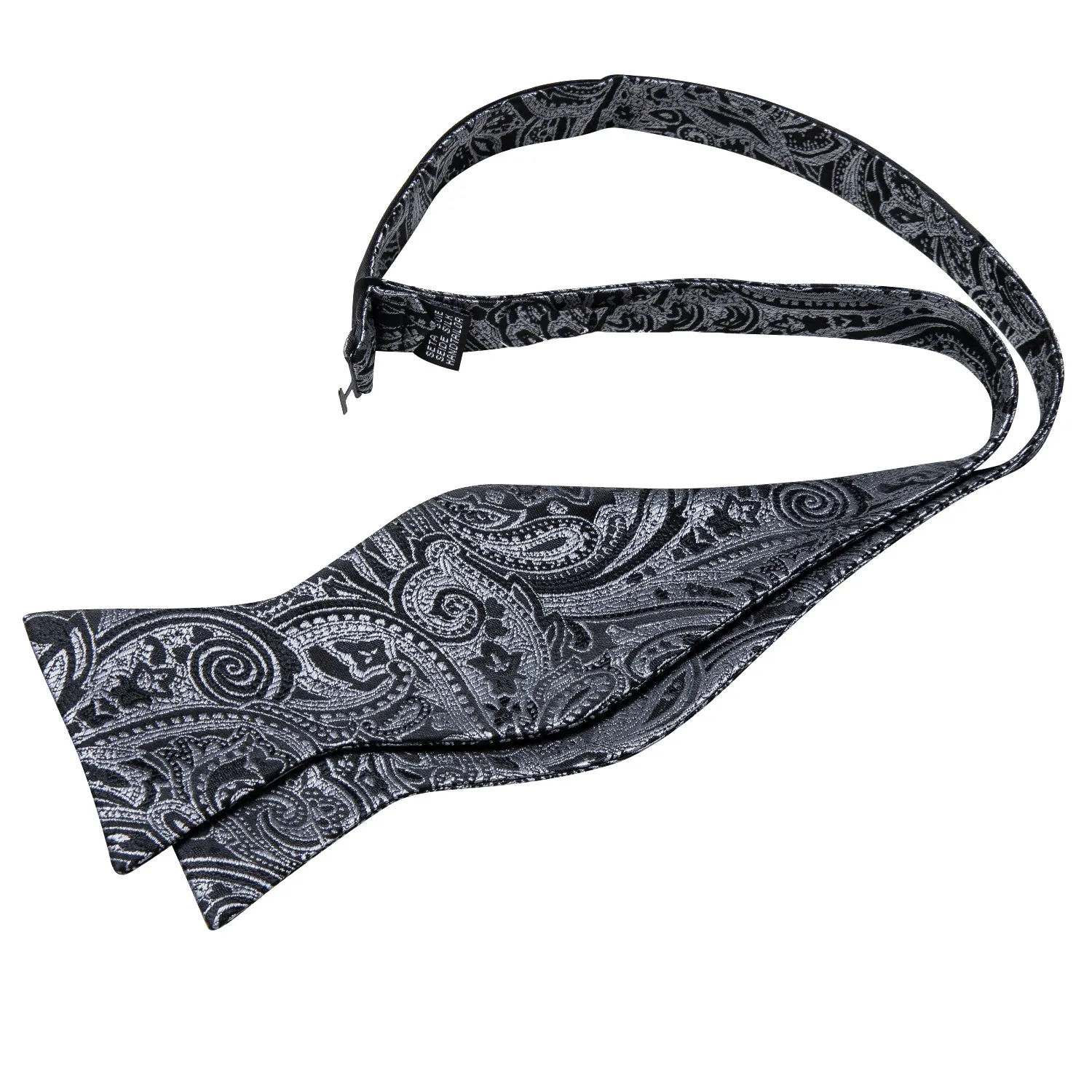 Ties2you Men's Grey Paisley Bowtie Self-tie Wedding Bow Tie Handkerchief Cufflinks Set sold by Ties2You product image thumbnail 5