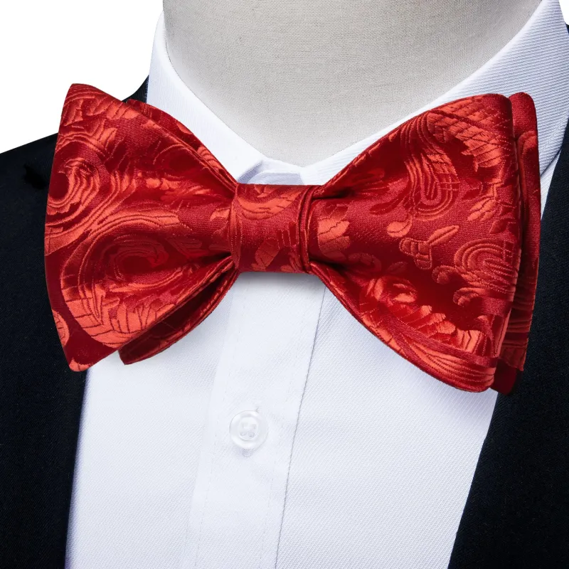 Ties2you Men's Paisley Red Tuxedo Bowtie Self-tie Bow Tie Pocket Square Cufflinks Set sold by Ties2You