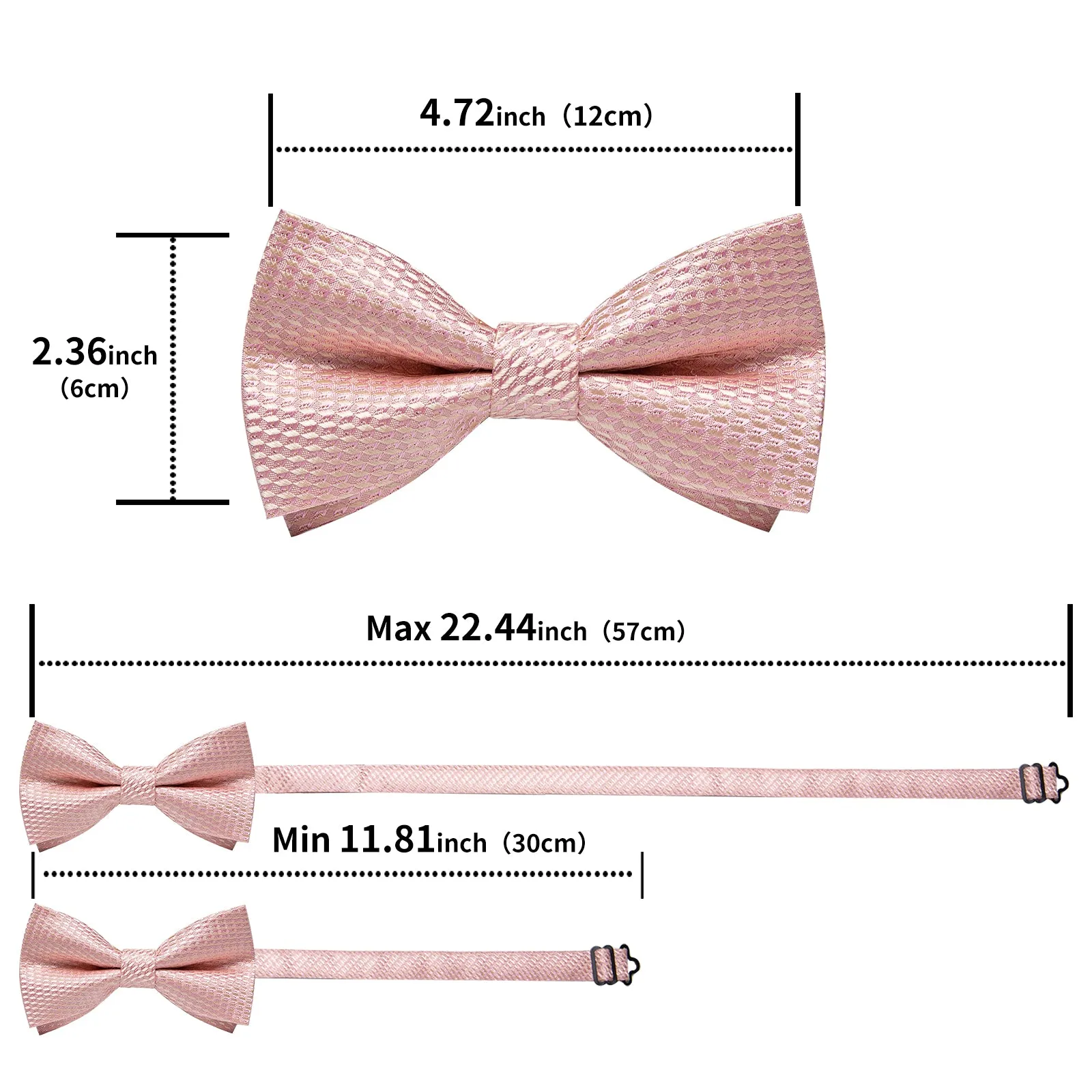 Ties2you Dusty Rosepink Pre-tied Bow Tie Wedding Plaid Bowtie Handkerchief Cufflinks Set sold by Ties2You product image thumbnail 5