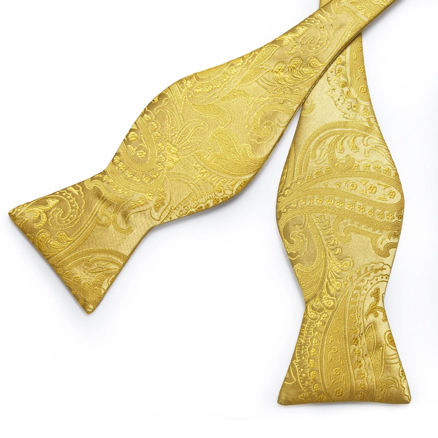 Ties2you Gold Paisley Self-tie Formal Bowtie Pocket Square Cufflinks Set with Lapel Pin sold by Ties2You product image thumbnail 5