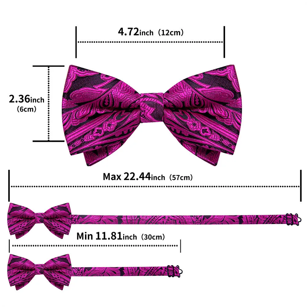 Ties2you Purple Paisley Bowtie Pre-tied Tuxedo Bow Tie Pocket Square Cufflinks Set sold by Ties2You product image thumbnail 5