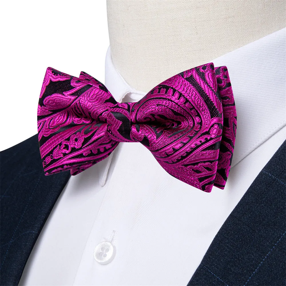 Ties2you Purple Paisley Bowtie Pre-tied Tuxedo Bow Tie Pocket Square Cufflinks Set sold by Ties2You product image thumbnail 2
