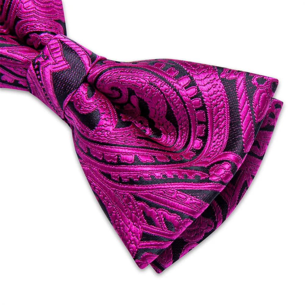 Ties2you Purple Paisley Bowtie Pre-tied Tuxedo Bow Tie Pocket Square Cufflinks Set sold by Ties2You product image thumbnail 4