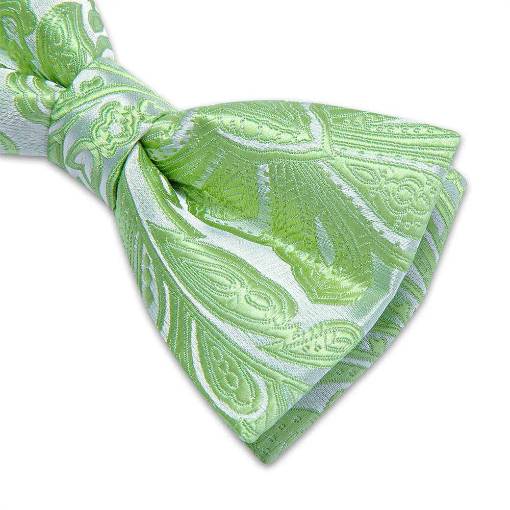 Ties2you Green Floral Bowtie Pre-tied Party Tuxedo Bow Tie Pocket Square Cufflinks Set sold by Ties2You product image thumbnail 4