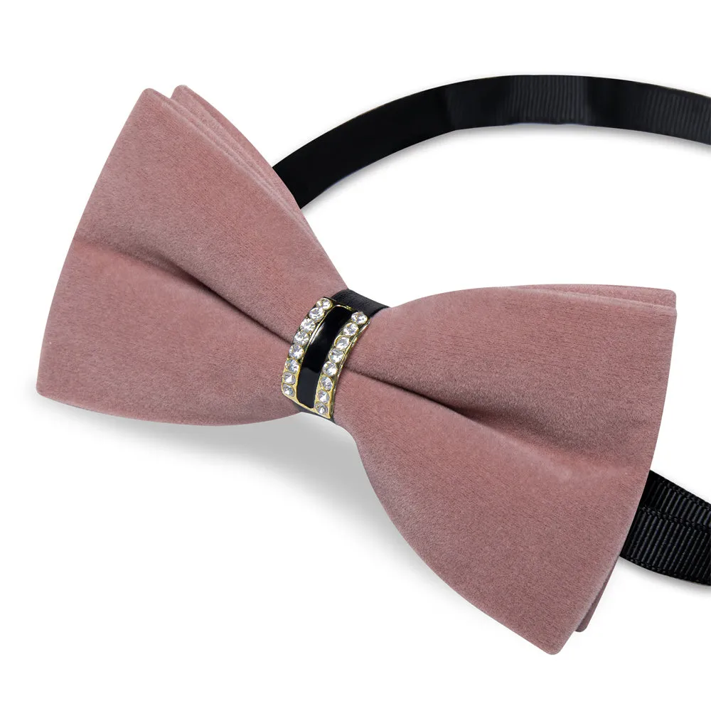 Ties2you Dusty Rose Velvet Bowtie Pre-tied Formal Solid Bow Tie Handkerchief Cufflinks Set sold by Ties2You product image thumbnail 4