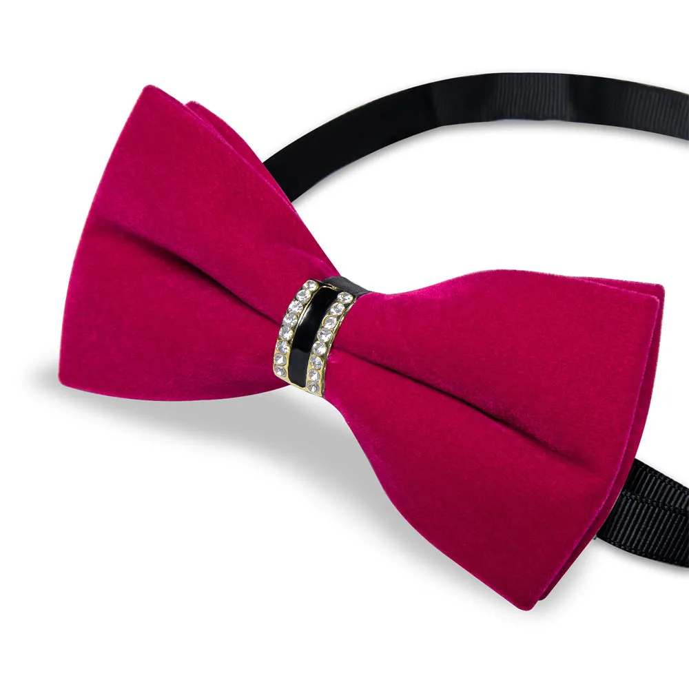 Ties2you Red Velvet Bowtie Pre-tied Formal Solid Bow Tie Handkerchief Cufflinks Set sold by Ties2You product image thumbnail 4