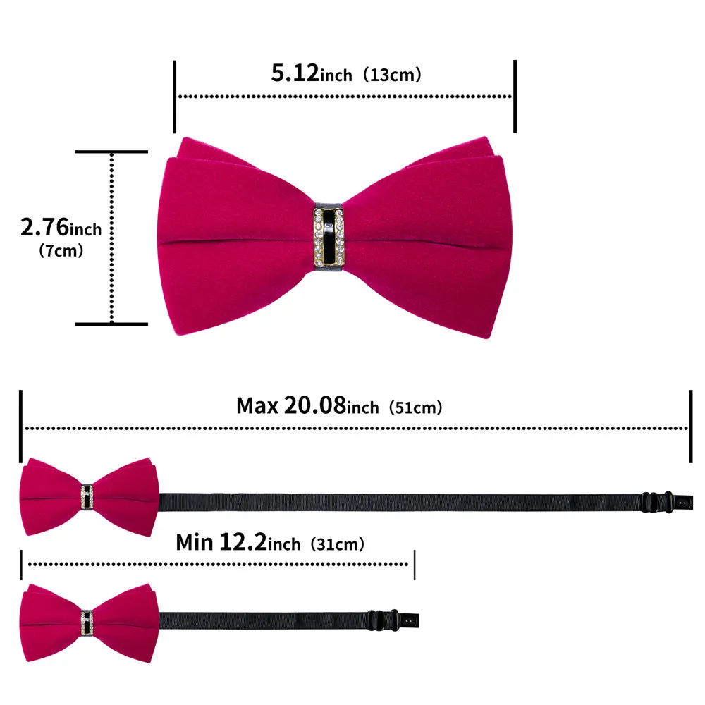 Ties2you Red Velvet Bowtie Pre-tied Formal Solid Bow Tie Handkerchief Cufflinks Set sold by Ties2You product image thumbnail 5