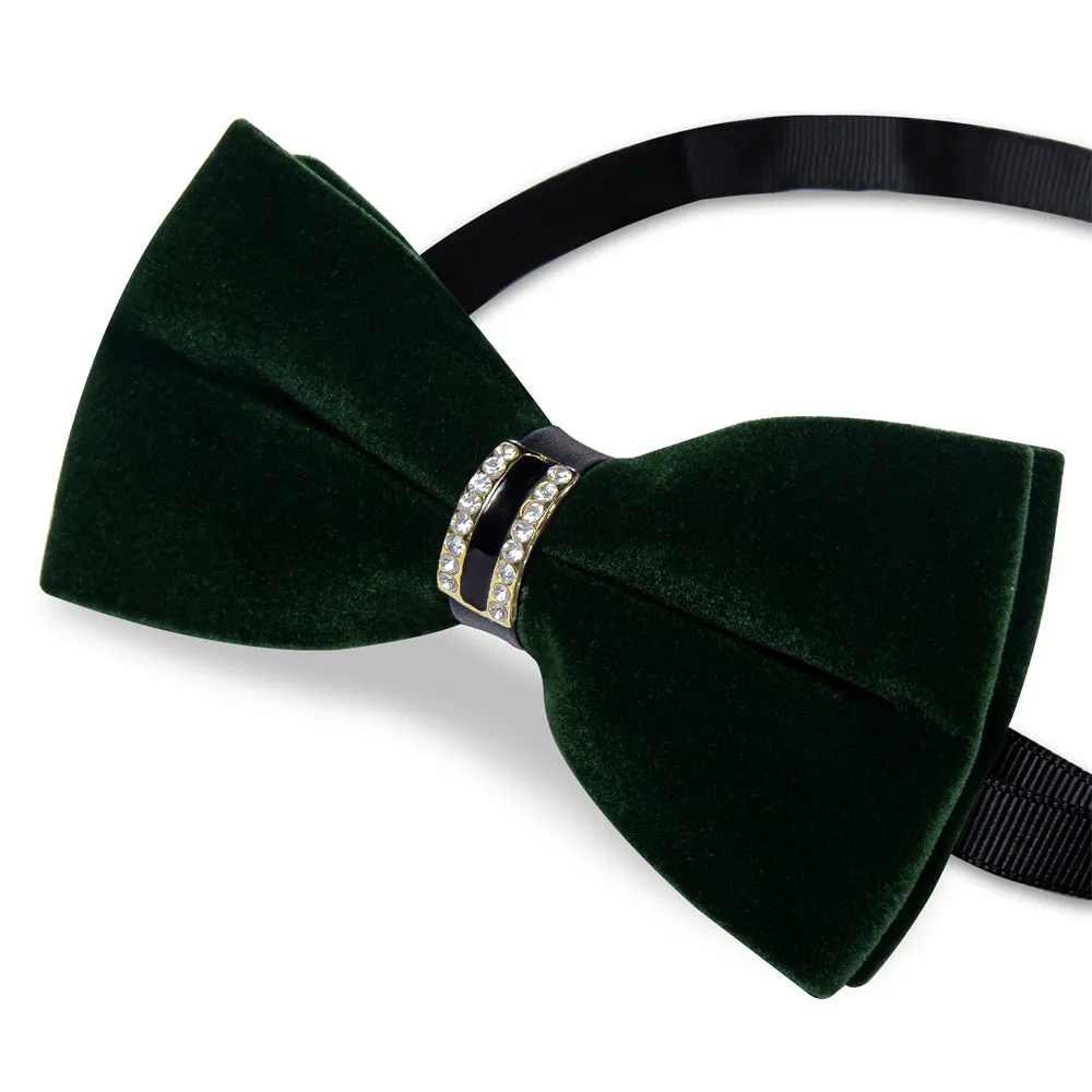 Ties2you Hunter Green Bowtie Pre-tied Formal Solid Bow Tie Handkerchief Cufflinks Set sold by Ties2You product image thumbnail 4