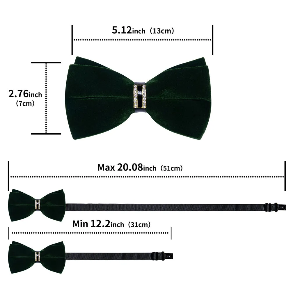 Ties2you Hunter Green Bowtie Pre-tied Formal Solid Bow Tie Handkerchief Cufflinks Set sold by Ties2You product image thumbnail 5