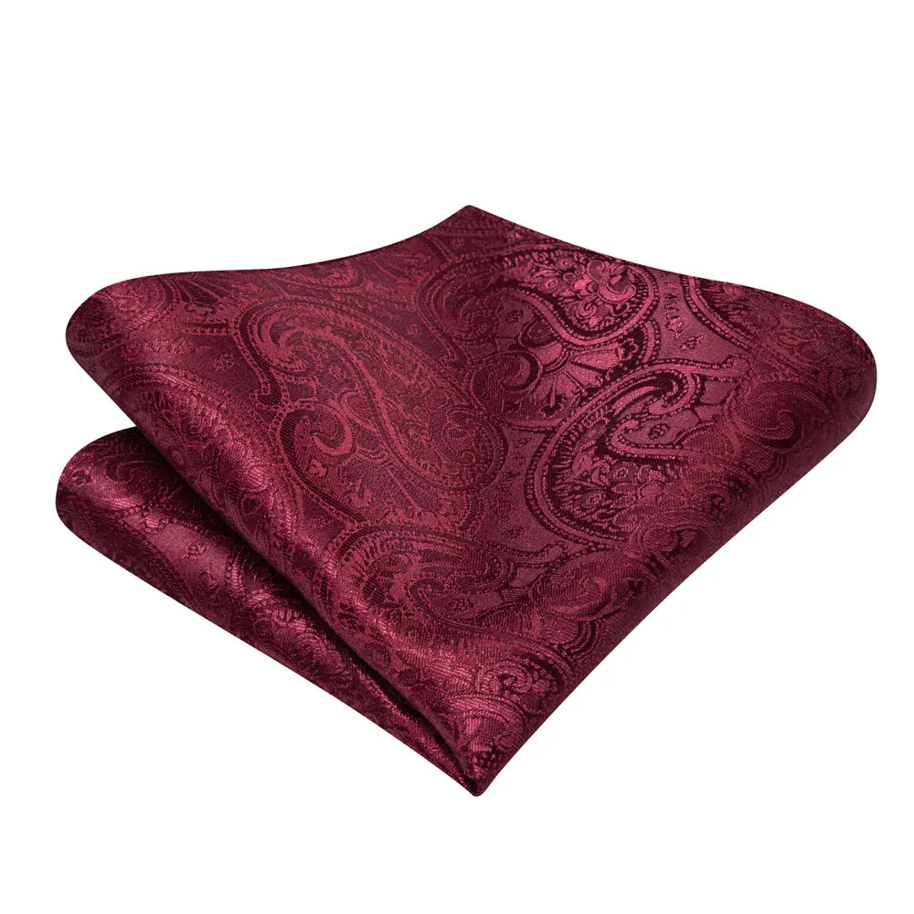 Ties2you Wine Burgundy Floral Tuxedo Bowtie Self-tie Bow Tie Handkerchief Cufflinks Set sold by Ties2You product image thumbnail 3