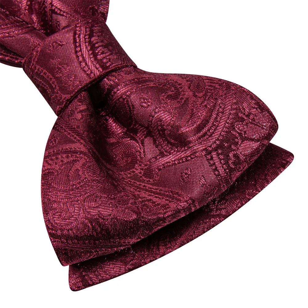 Ties2you Wine Burgundy Floral Tuxedo Bowtie Self-tie Bow Tie Handkerchief Cufflinks Set sold by Ties2You product image thumbnail 5