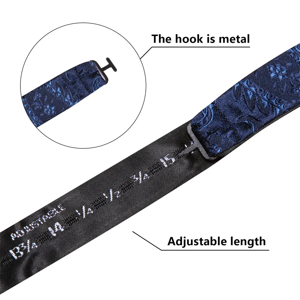 Ties2you Navy Blue Paisley Bow Ties Self-tie Tuxedo Bowtie Pocket Square Cufflinks Set sold by Ties2You product image thumbnail 5