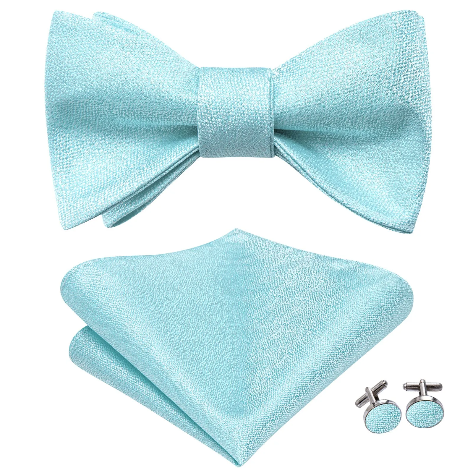 Ties2you Turquoise Bowtie Pre-tied Solid Tuxedo Bow Tie Pocket Square Cufflinks Set sold by Ties2You product image thumbnail 2