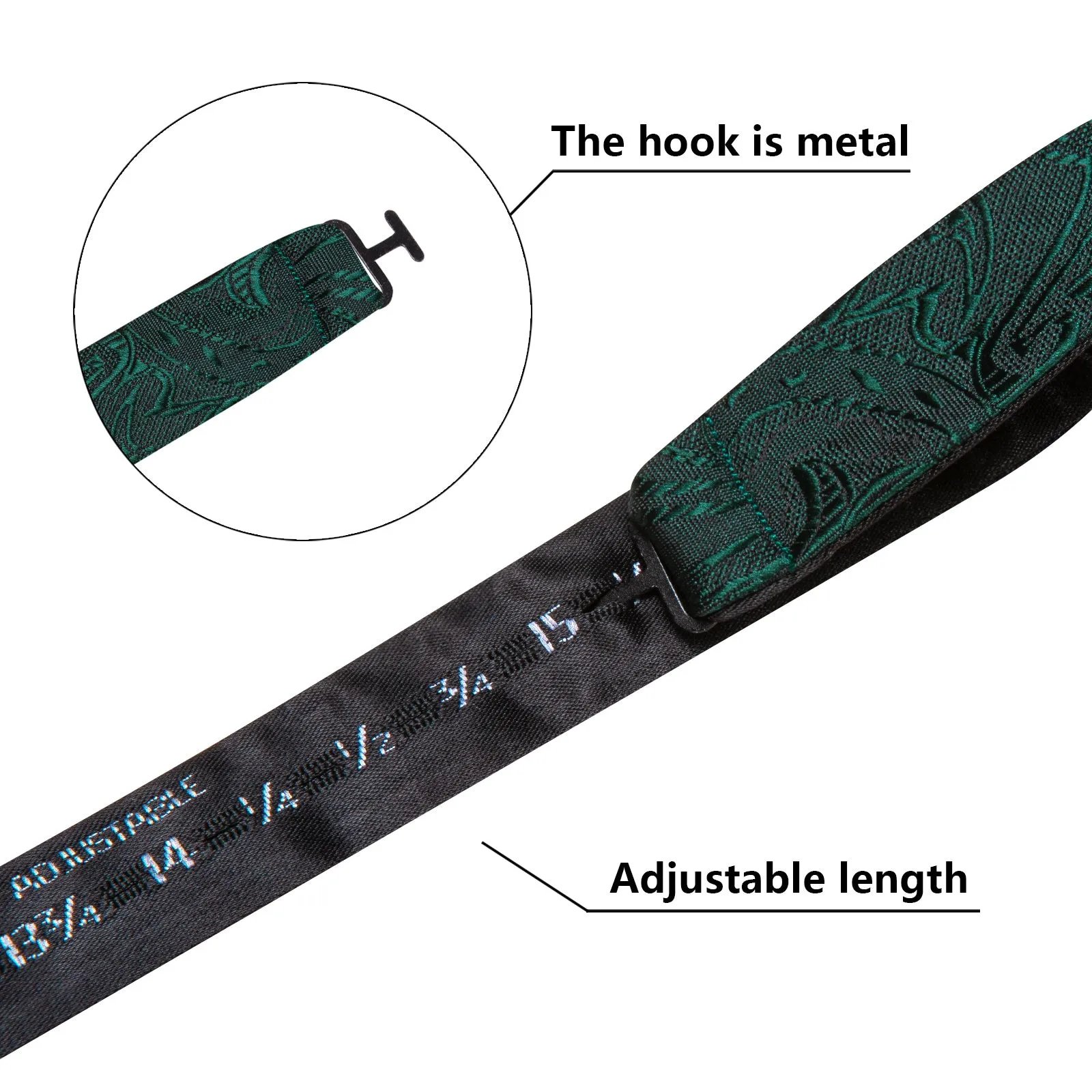 Ties2you Hunter Green Floral Self-tie Bow Tie Pocket Square Cufflinks Set sold by Ties2You product image thumbnail 4