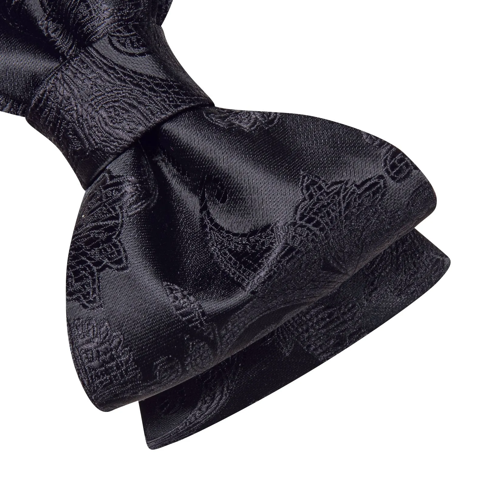 Ties2you Black Floral Tuxedo Bowtie Self-tie Wedding Bow Tie Handkerchief Cufflinks Set sold by Ties2You product image thumbnail 3