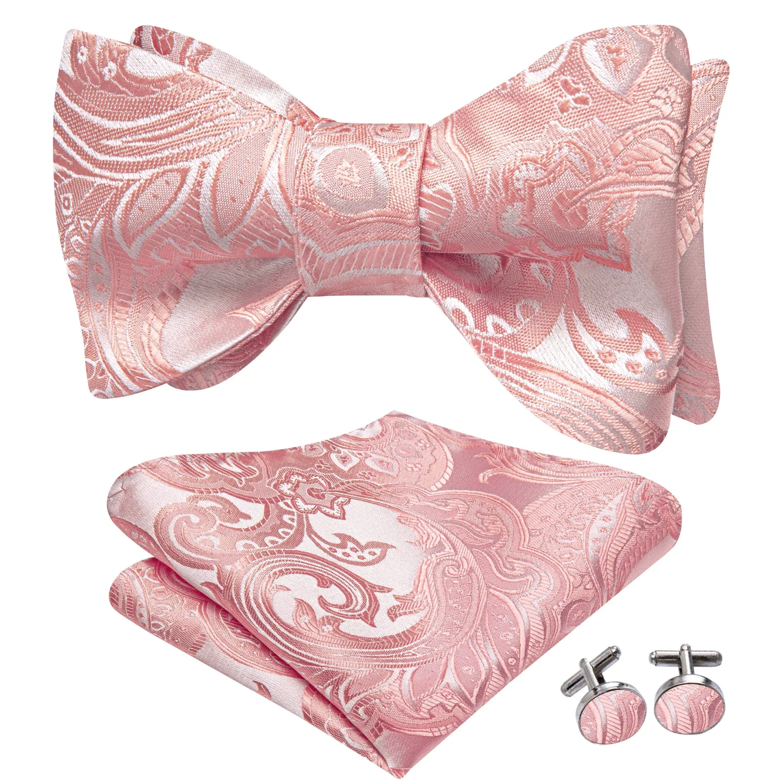 Ties2you Blush Floral Tuxedo Bowtie Self-tie Bow Tie Handkerchief Cufflinks Set sold by Ties2You product image thumbnail 2