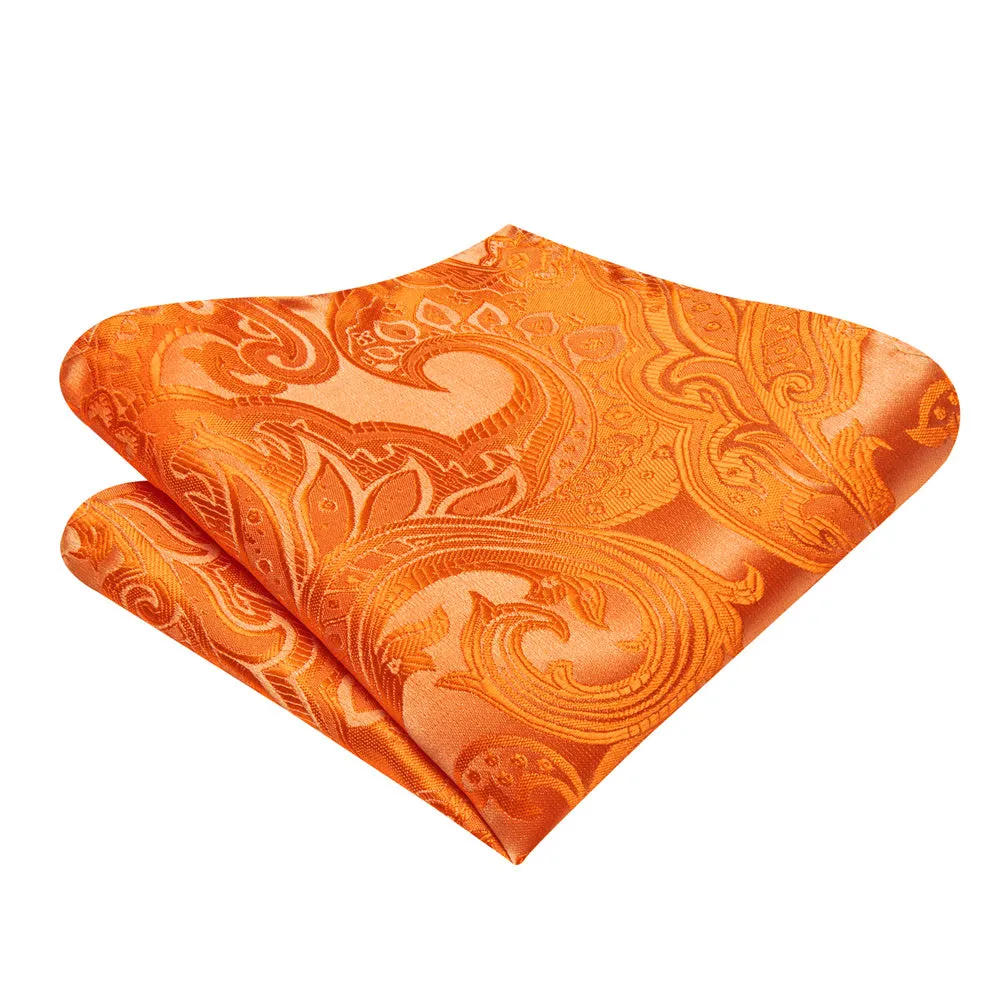 Ties2you Orange Floral Bowtie Self-tie Bow Tie Pocket Square Cufflinks Set sold by Ties2You product image thumbnail 4