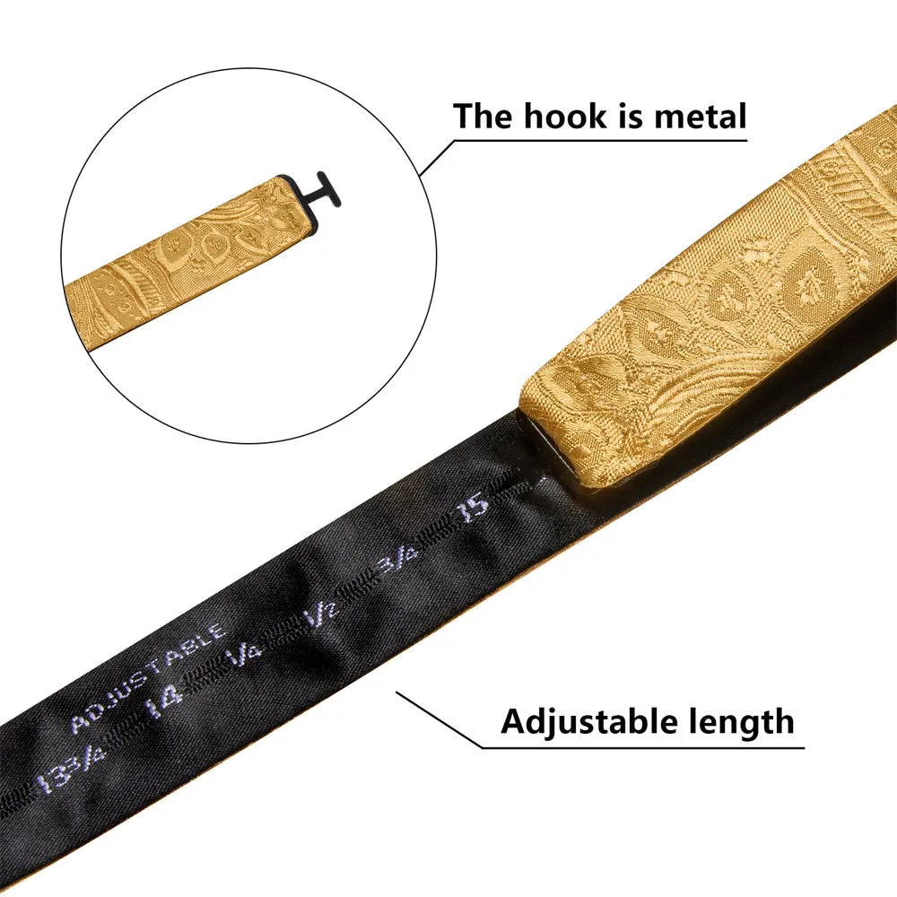 Ties2you Gold Floral Bowtie Self-tie Party Tuxedo Bow Tie Pocket Square Cufflinks Set sold by Ties2You product image thumbnail 5