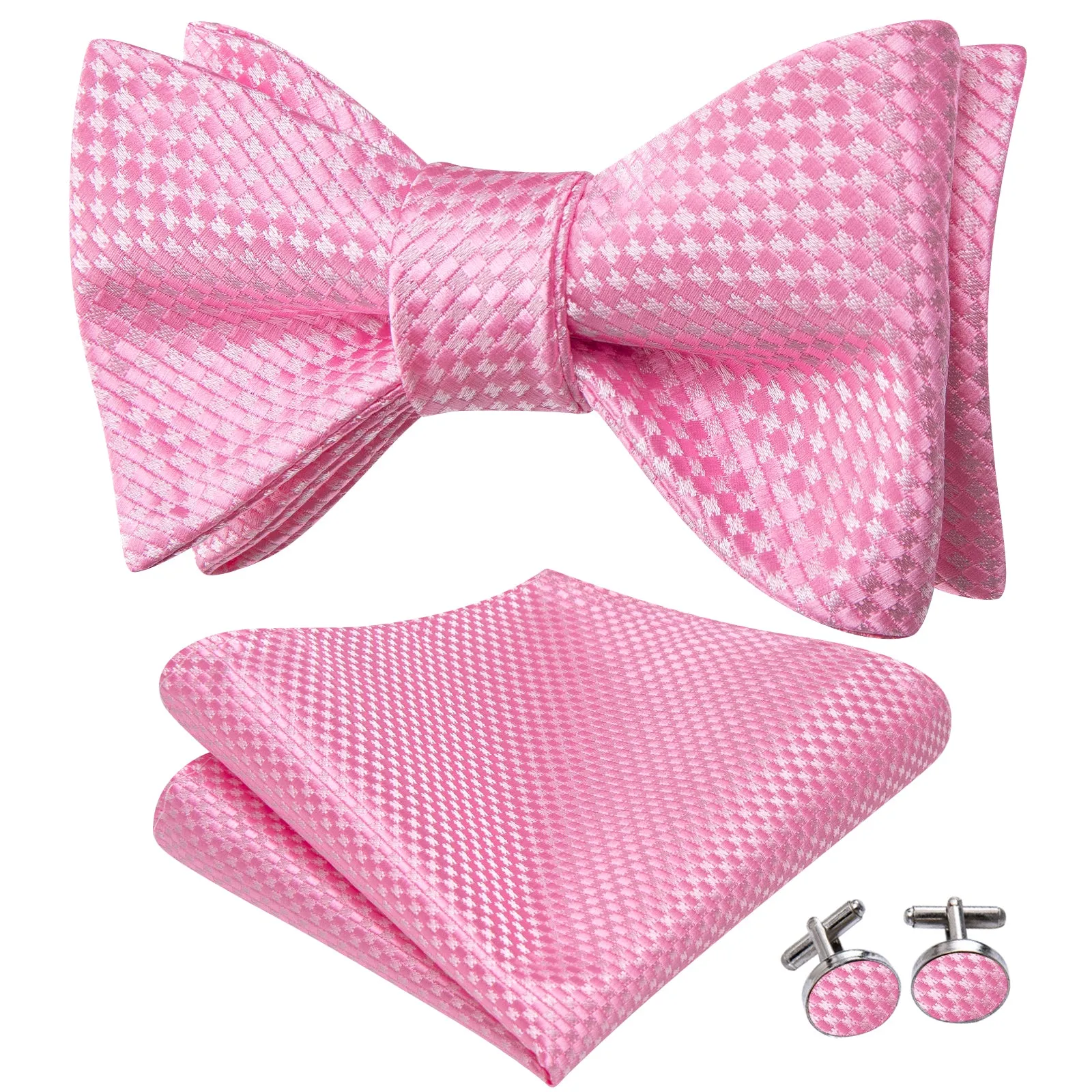 Ties2you Coral Geometric Bowtie Self-tie Casual Tuxedo Bow Tie Handkerchief Cufflinks Set sold by Ties2You product image thumbnail 3