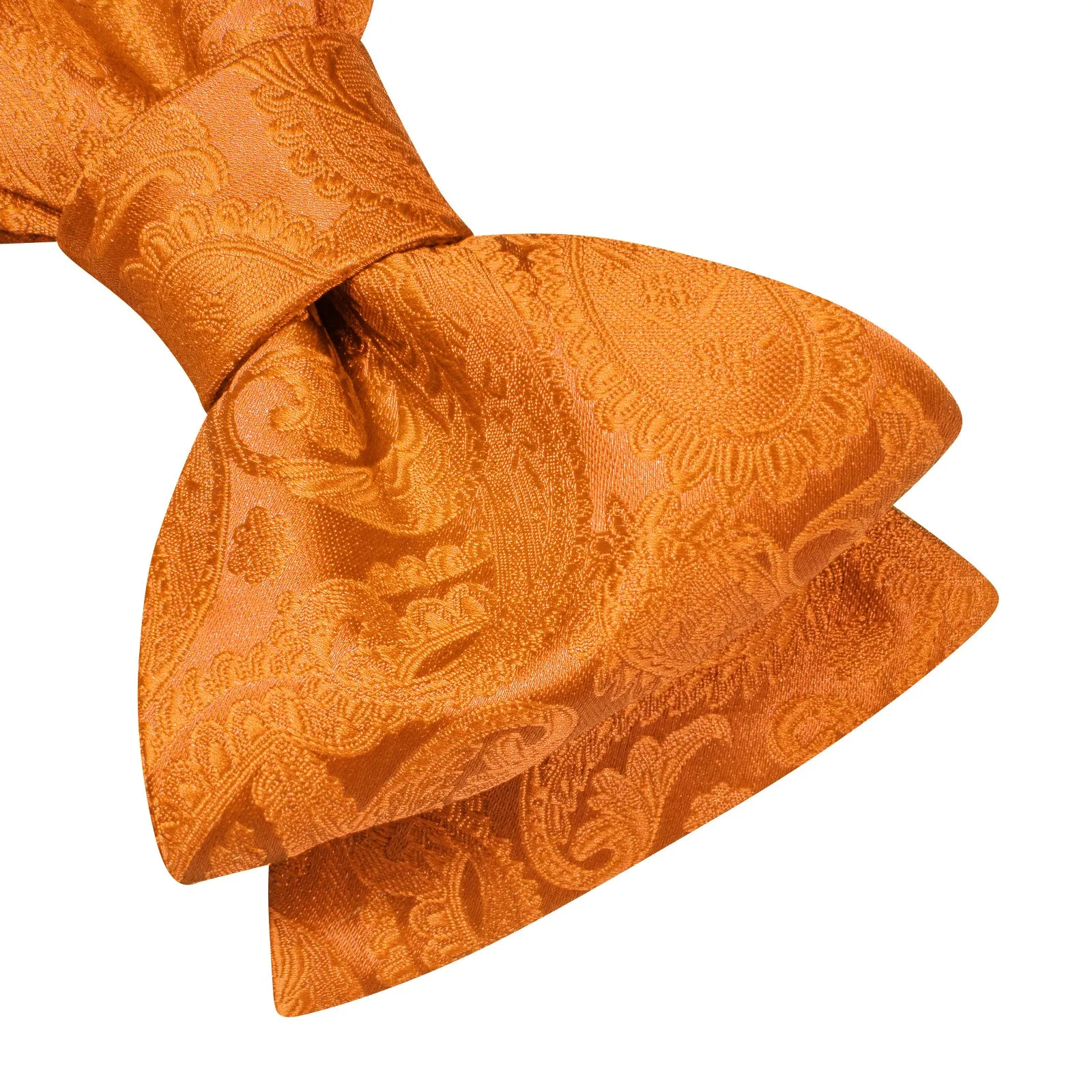Ties2you Orange Paisley Tuxedo Bowtie Self-tie Bow Tie Pocket Square Cufflinks Set sold by Ties2You product image thumbnail 4