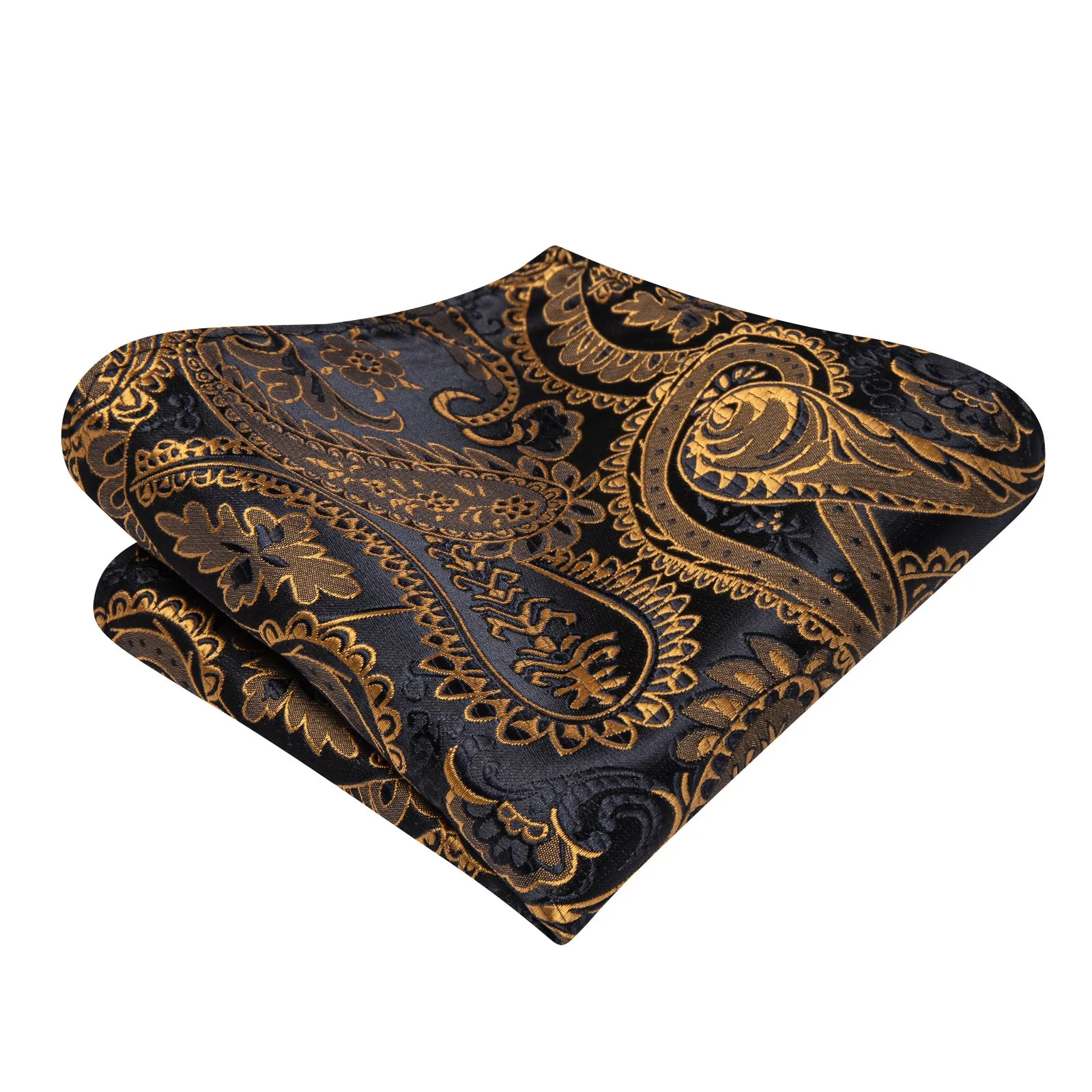 Ties2you Gold Paisley Bow Ties Self-tie Black Tuxedo Bowtie Pocket Square Cufflinks Set sold by Ties2You product image thumbnail 4