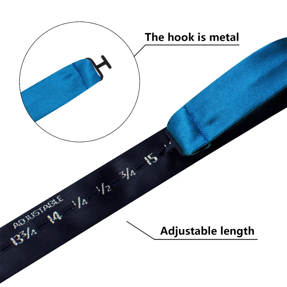 Ties2you Teal Blue Bowtie Self-tie Solid Tuxedo Formal Bow Tie Handkerchief Cufflinks Set sold by Ties2You product image thumbnail 5