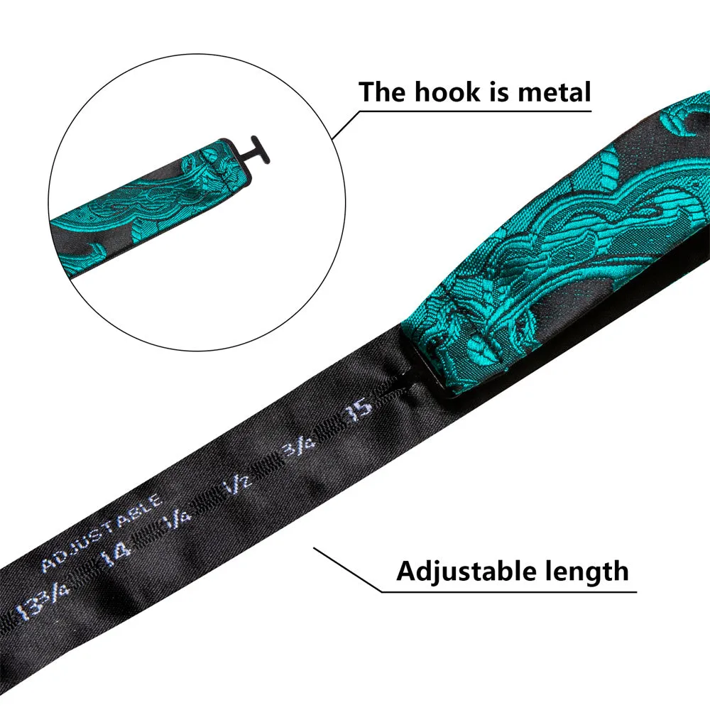 Ties2you Teal Paisley Bow Ties Self-tie Tuxedo Bowtie Pocket Square Cufflinks Set sold by Ties2You product image thumbnail 5