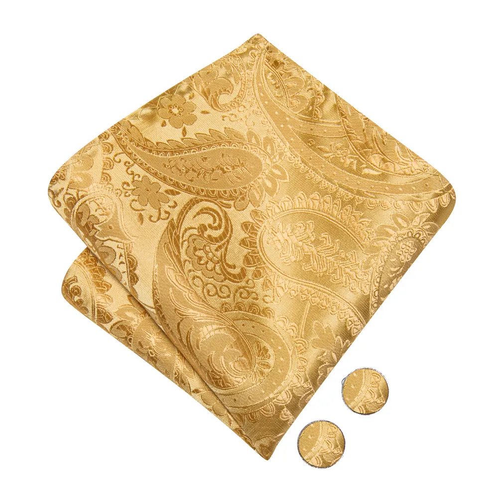 Ties2you Gold Floral Tuxedo Bowtie Pre-Tied Wedding Bow Tie Handkerchief Cufflinks Set sold by Ties2You product image thumbnail 5