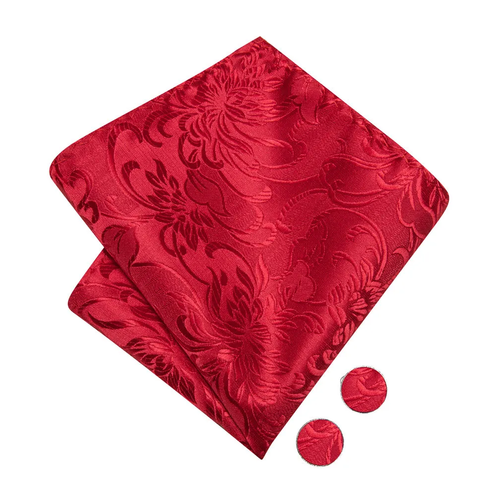 Ties2you Red Floral Tuxedo Bowtie Pre-tied Formal Bow Tie Pocket Square Cufflinks Set sold by Ties2You product image thumbnail 5