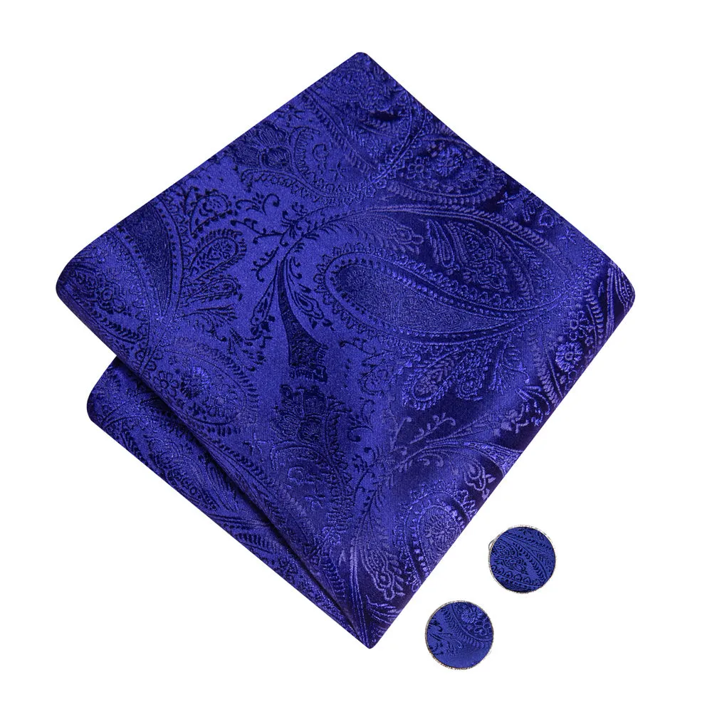 Ties2you Royal Blue Paisley Bowtie Pre-tied Business Bow Tie Handkerchief Cufflinks Set sold by Ties2You product image thumbnail 5