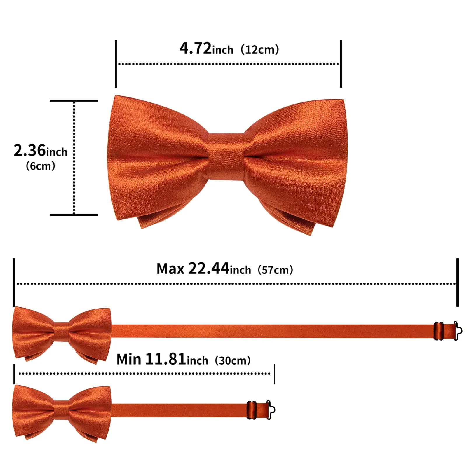 Ties2you Orange Bowtie Pre-tied Solid Party Bow Tie Pocket Square Cufflinks Set sold by Ties2You product image thumbnail 5