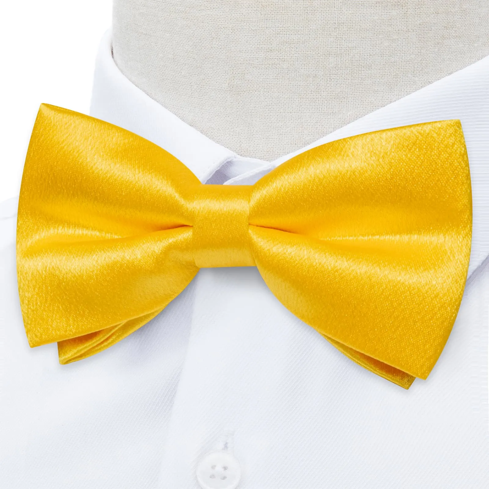 Ties2you Lemon Yellow Solid Bowtie Pre-tied Formal Bow Tie Pocket Square Cufflinks Set sold by Ties2You product image thumbnail 3
