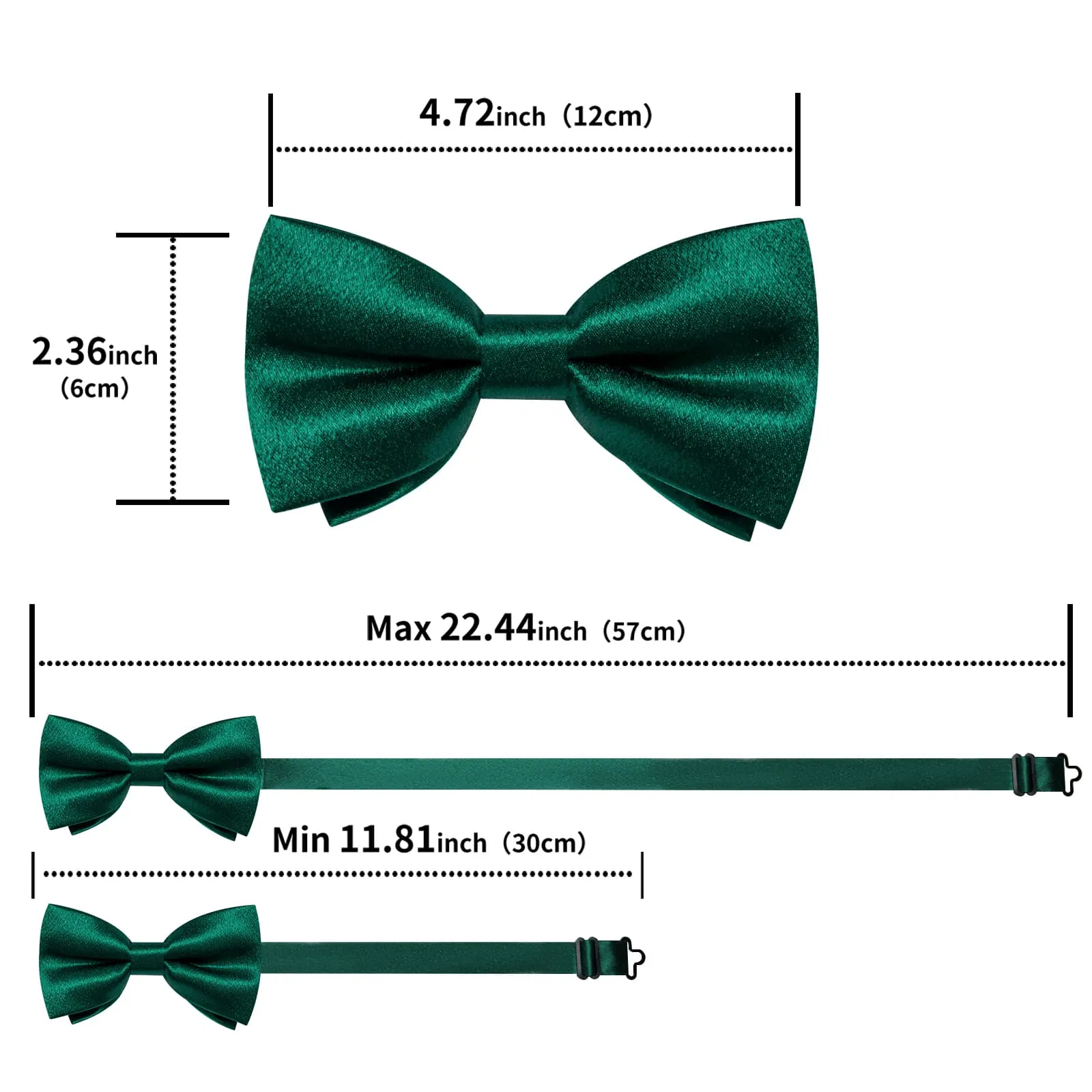 Ties2you Emerald Green Bowtie Pre-tied Solid Tuxedo Bow Tie Handkerchief Cufflinks Set sold by Ties2You product image thumbnail 5