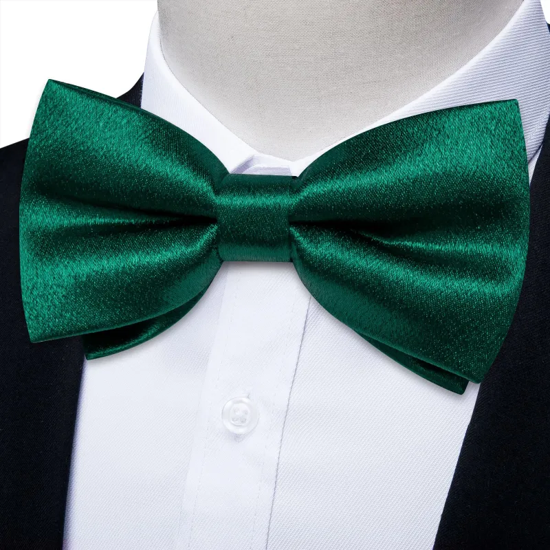 Ties2you Emerald Green Bowtie Pre-tied Solid Tuxedo Bow Tie Handkerchief Cufflinks Set made by Ties2You