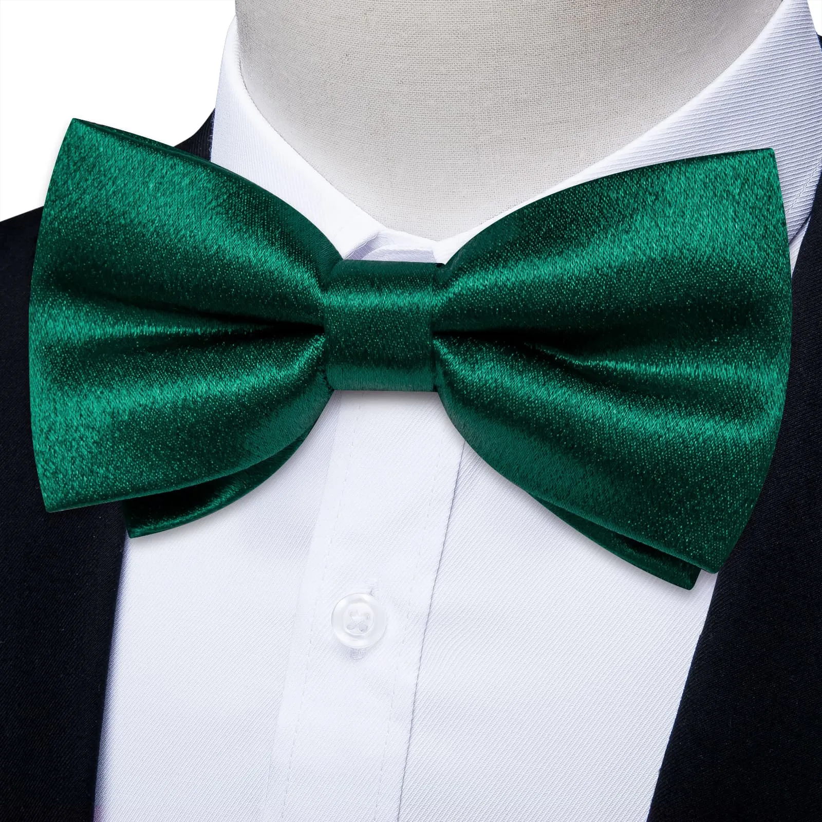 Ties2you Emerald Green Bowtie Pre-tied Solid Tuxedo Bow Tie Handkerchief Cufflinks Set sold by Ties2You